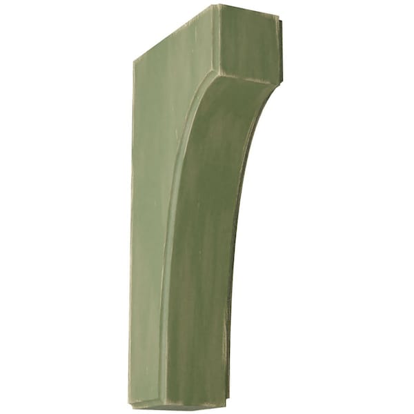 Ekena Millwork 1 3/4"W x 4"D x 8"H Clarksville Wood Vintage Decor Bracket, Restoration Green BKTWD02X04X08CVGR - main